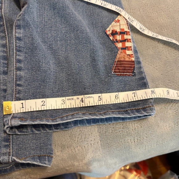 Women’s Patchwork Jeans Size 16 Blue Denim Straight Leg Boho Cottagecore - Picture 9 of 9